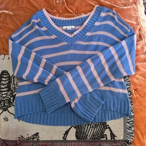 American Eagle Outfitters Pink and Blue Knit Sweater